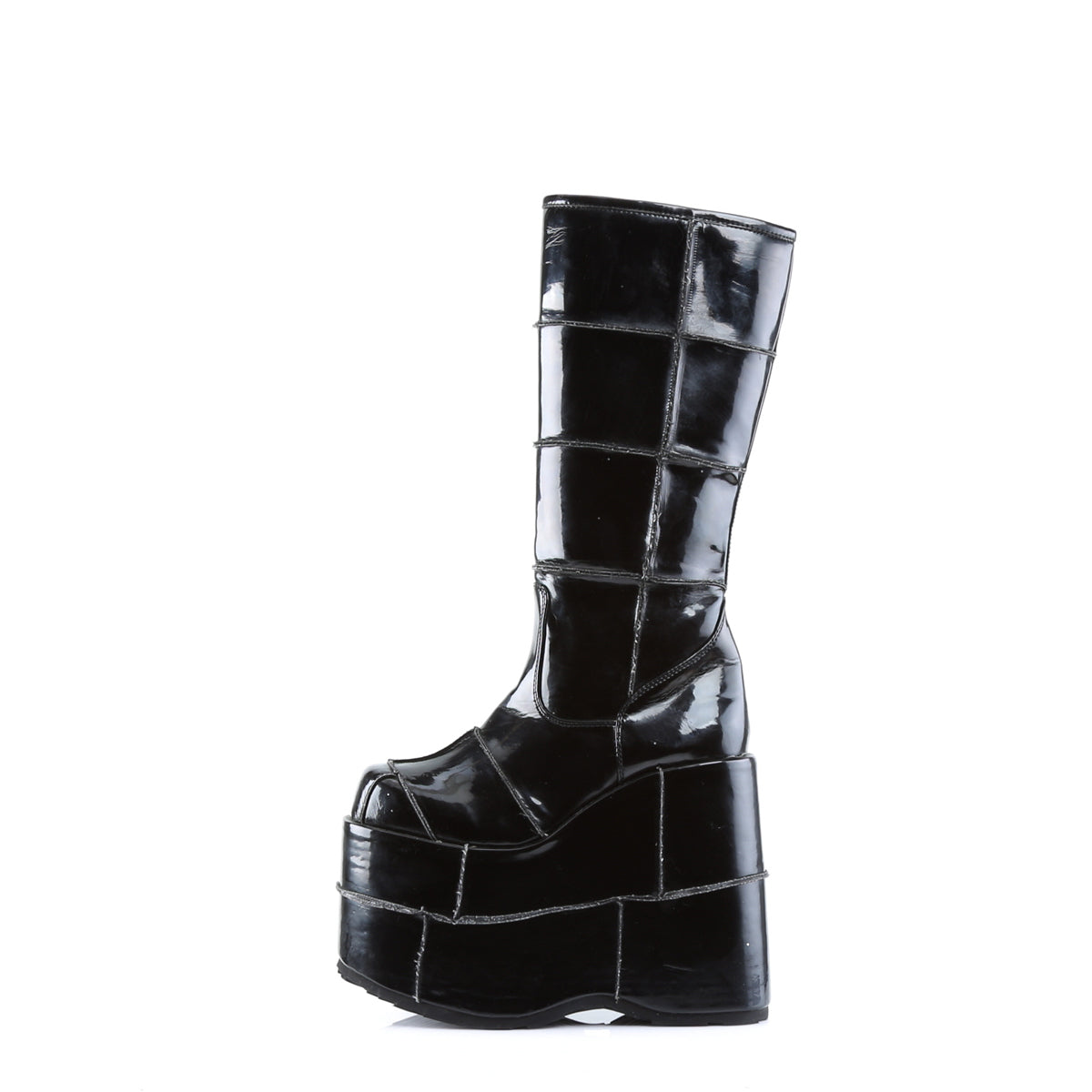 Men Demonia Stack-301 Knee-high Boots Black Patent | BDR416508