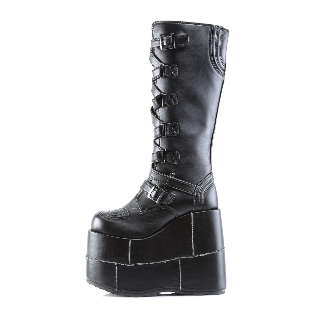 Men Demonia Stack-308 Knee-high Boots Black Vegan Leather | LRZ372158