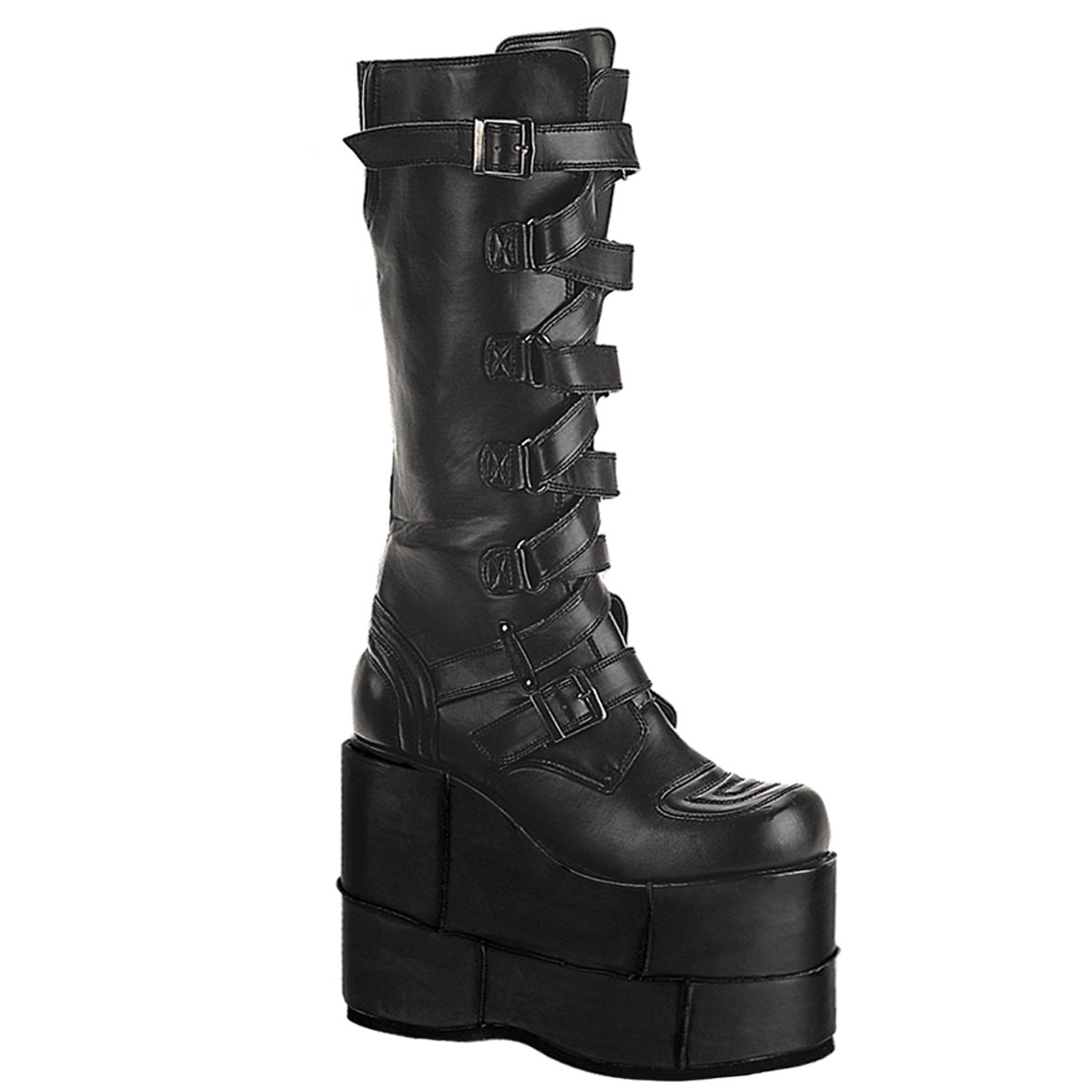 Men Demonia Stack-308 Knee-high Boots Black Vegan Leather | LRZ372158