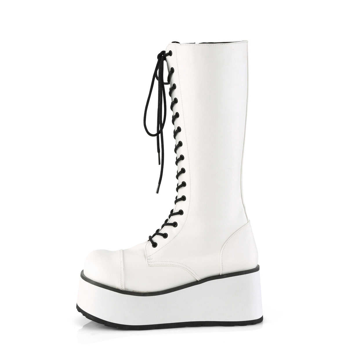 Men Demonia Trashville-502 Platform Boots White Vegan Leather | SZN420738