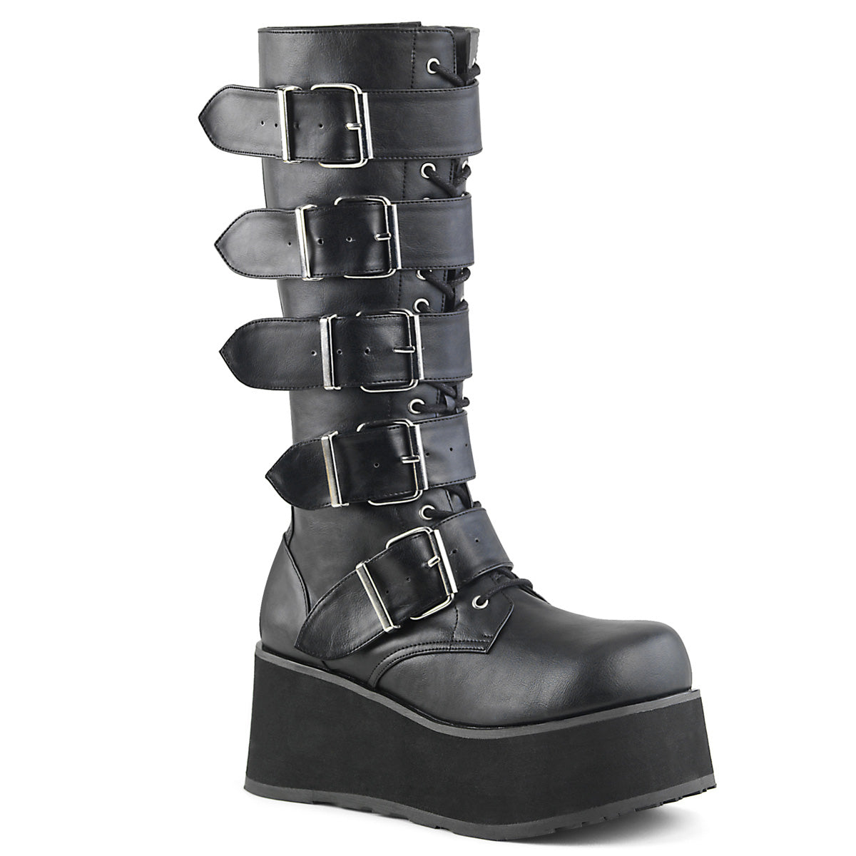 Men Demonia Trashville-518 Knee-high Boots Black Vegan Leather | WKP456701