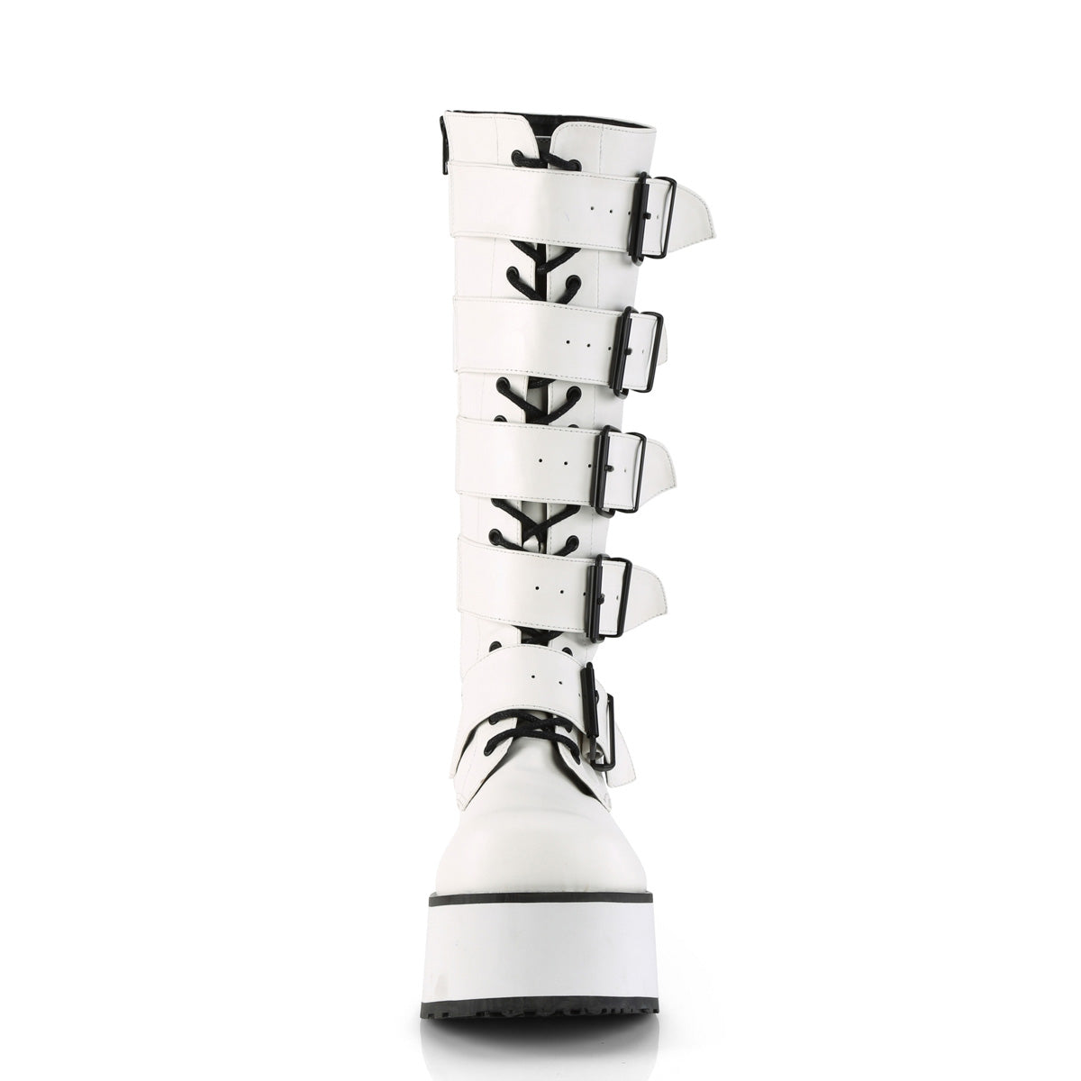 Men Demonia Trashville-518 Knee-high Boots White Vegan Leather | ZML014936