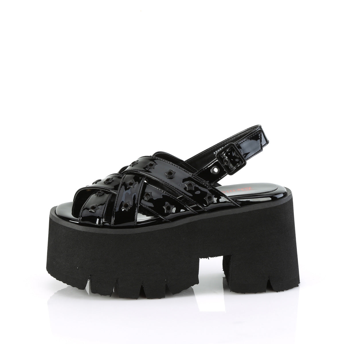 Women's Demonia Ashes-12 Platform Sandals Black Patent | TQI384267