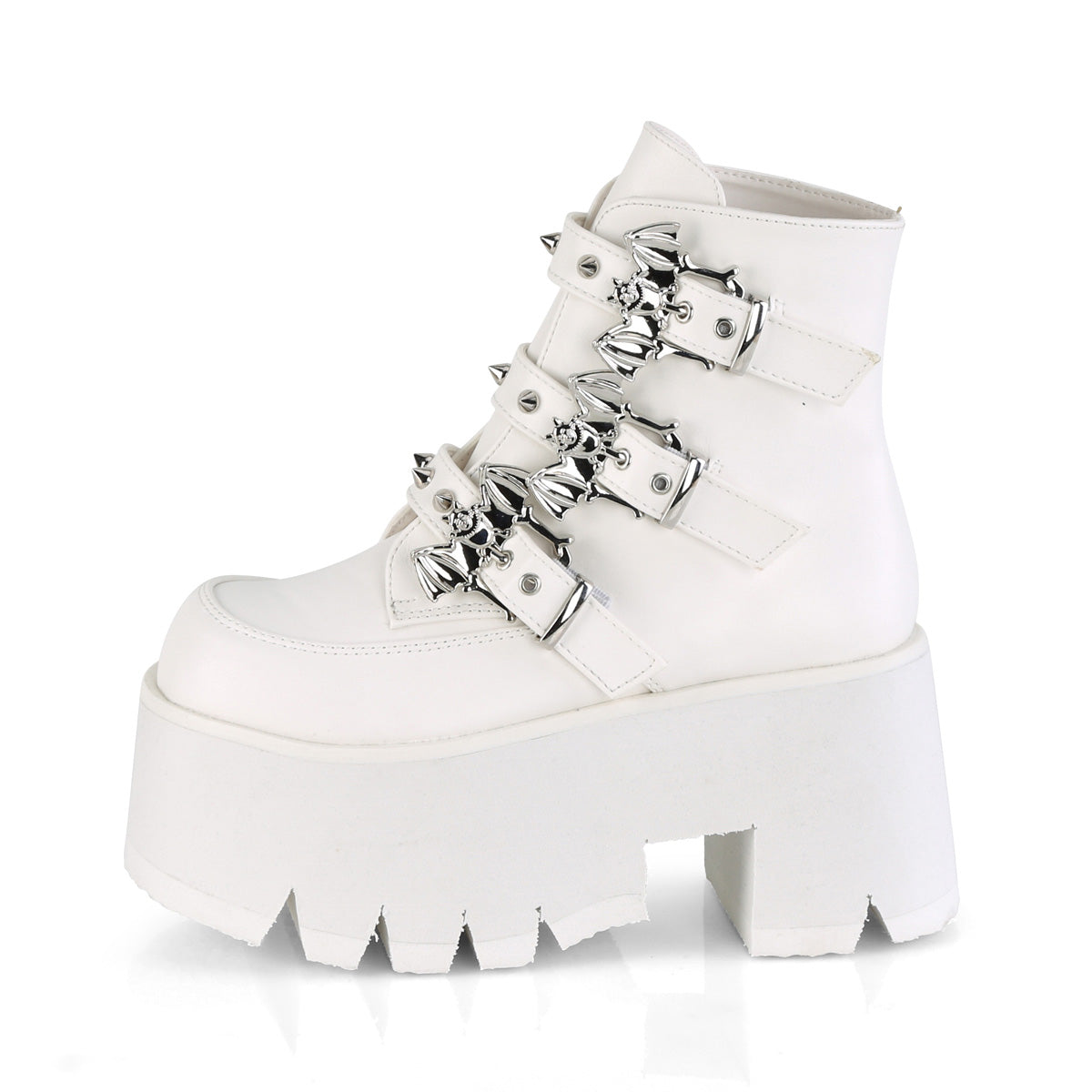 Women's Demonia Ashes-55 Platform Boots White Vegan Leather | PHO841375