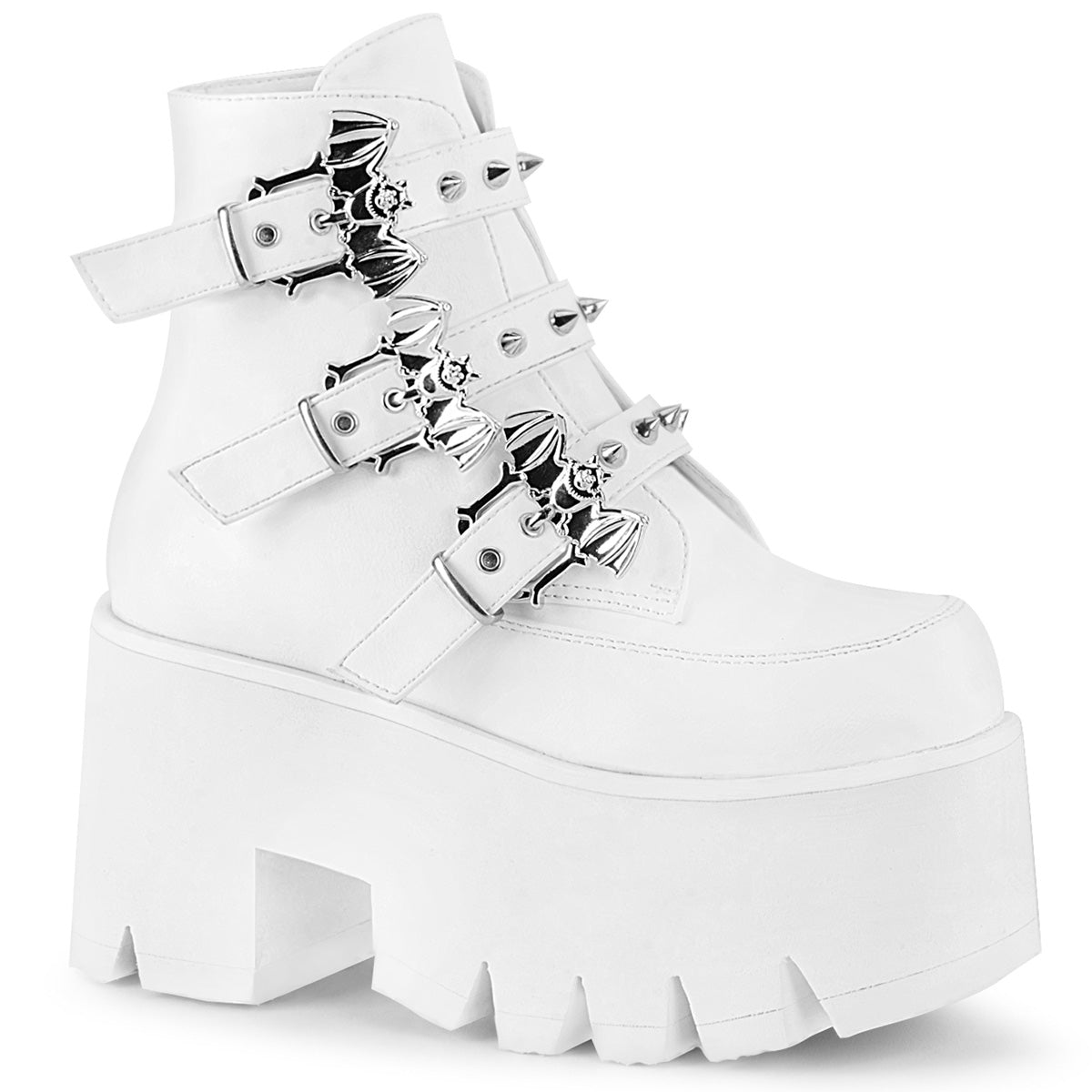 Women\'s Demonia Ashes-55 Platform Boots White Vegan Leather | PHO841375