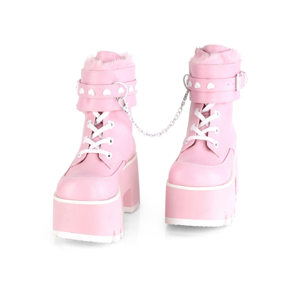 Women's Demonia Ashes-57 Platform Boots Baby Pink Vegan Leather | YQZ095683