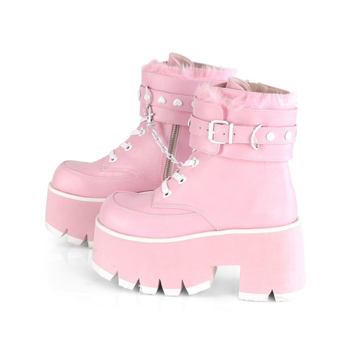 Women's Demonia Ashes-57 Platform Boots Baby Pink Vegan Leather | YQZ095683