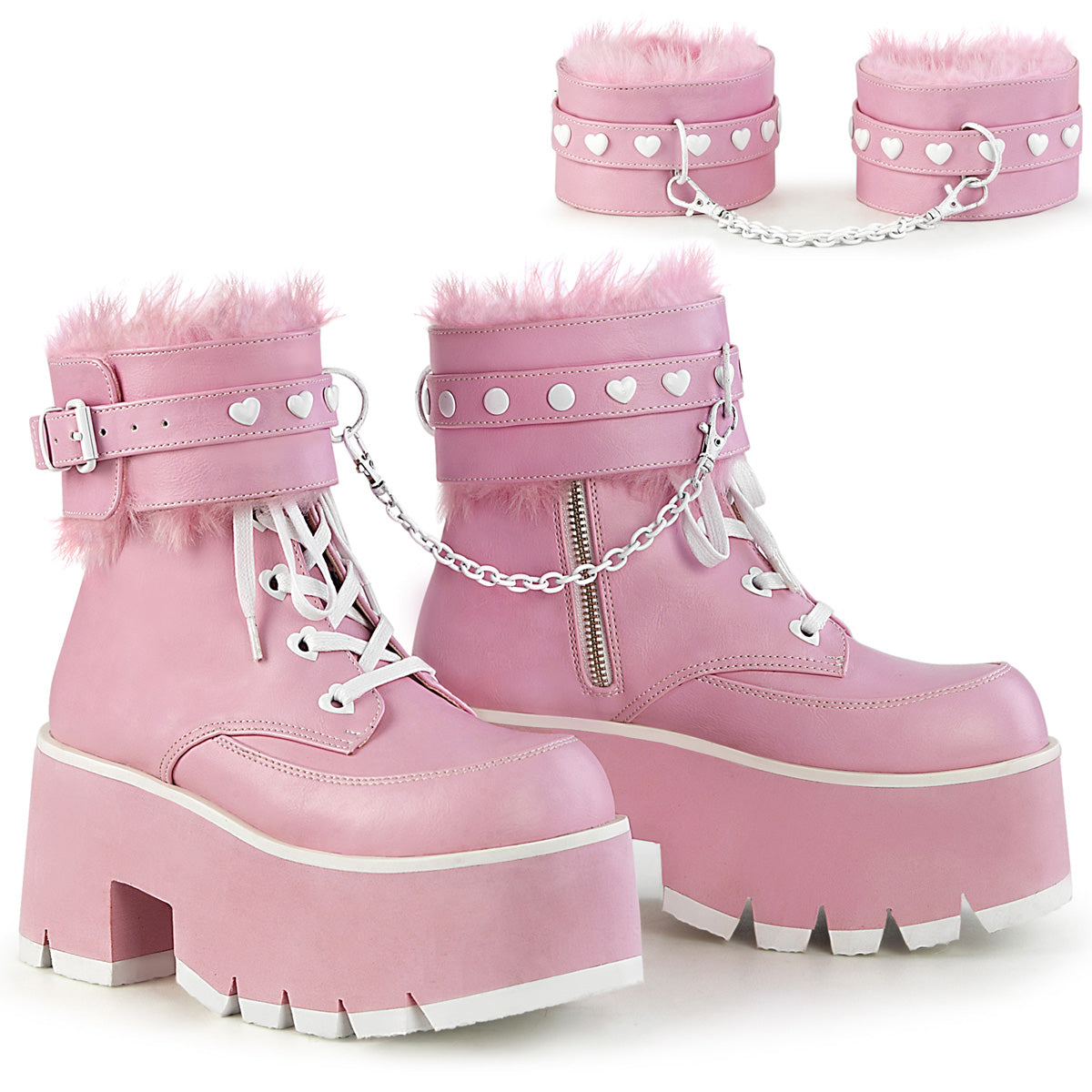 Women\'s Demonia Ashes-57 Platform Boots Baby Pink Vegan Leather | YQZ095683