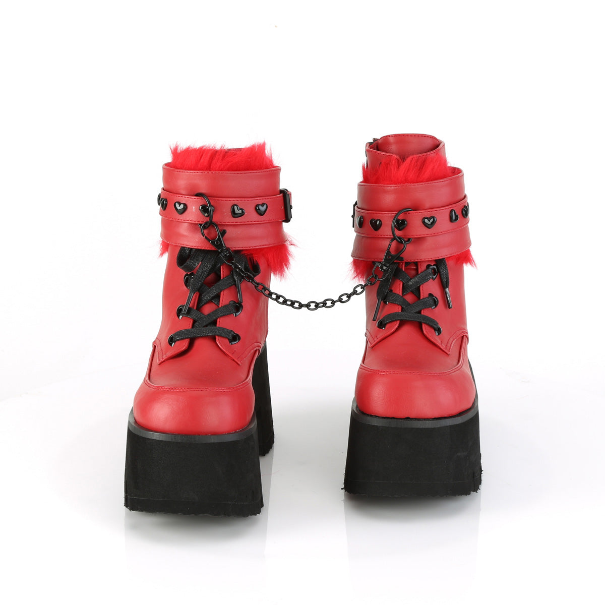 Women's Demonia Ashes-57 Platform Boots Red Vegan Leather | VOT309576