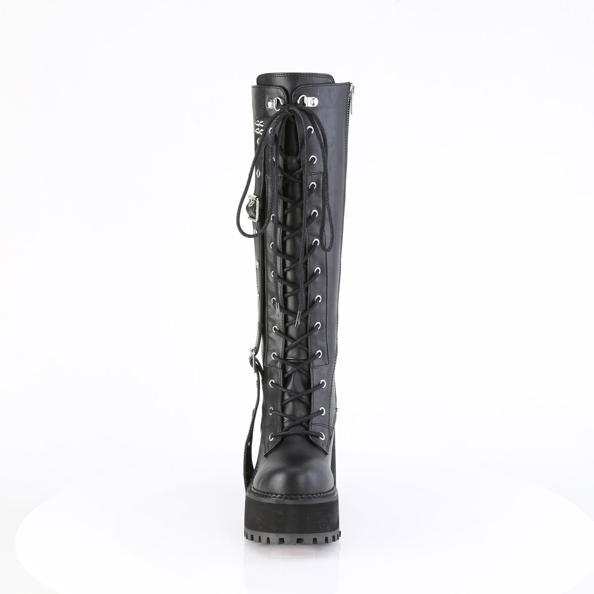 Women's Demonia Assault-218 Knee-high Boots Black Vegan Leather | ABX625897