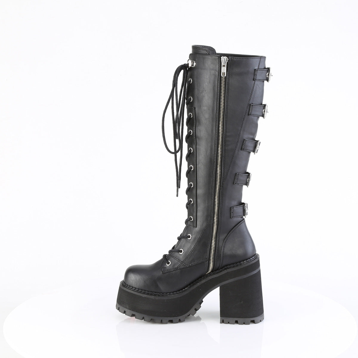 Women's Demonia Assault-218 Knee-high Boots Black Vegan Leather | ABX625897