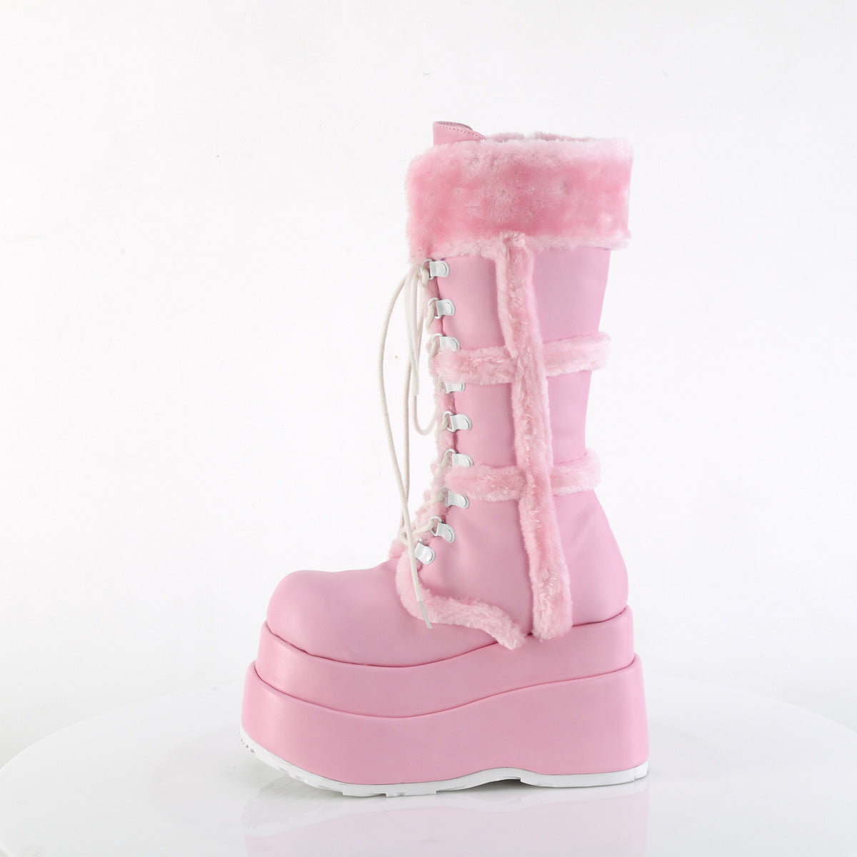 Women's Demonia Bear-202 Platform Boots Baby Pink Vegan Leather | BSP874236