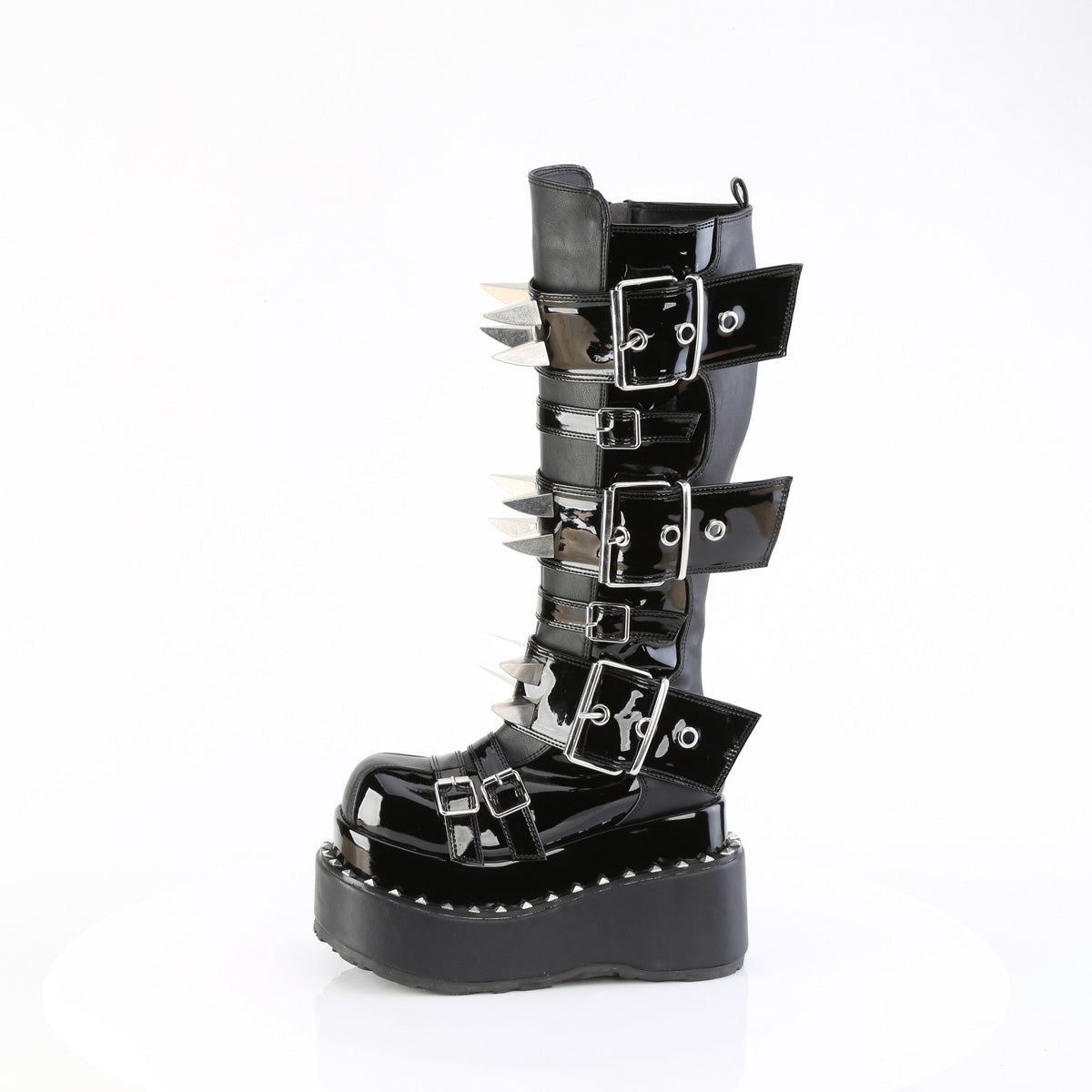 Women's Demonia Bear-215 Platform Boots Black Vegan Leather-Patent | LDM891563