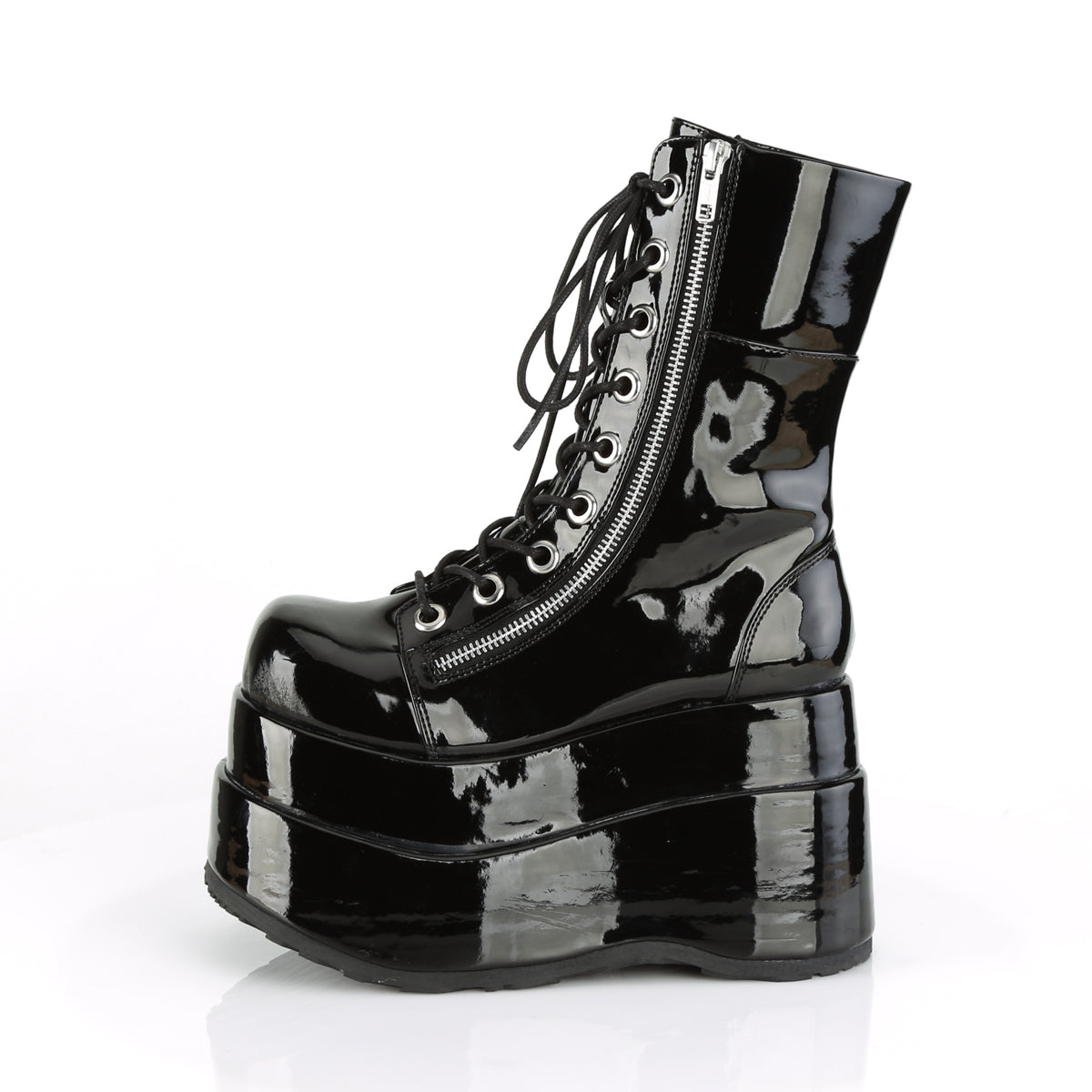 Women's Demonia Bear-265 Platform Boots Black Patent | XWL761509