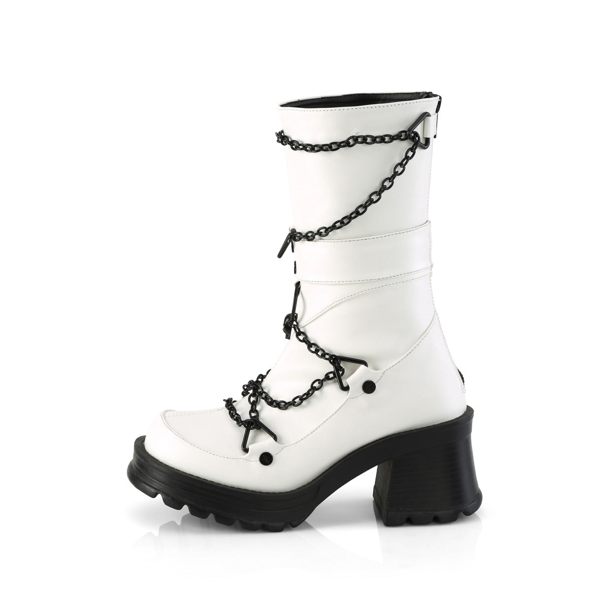 Women's Demonia Bratty-120 Ankle Boots White Vegan Leather | NPC014738