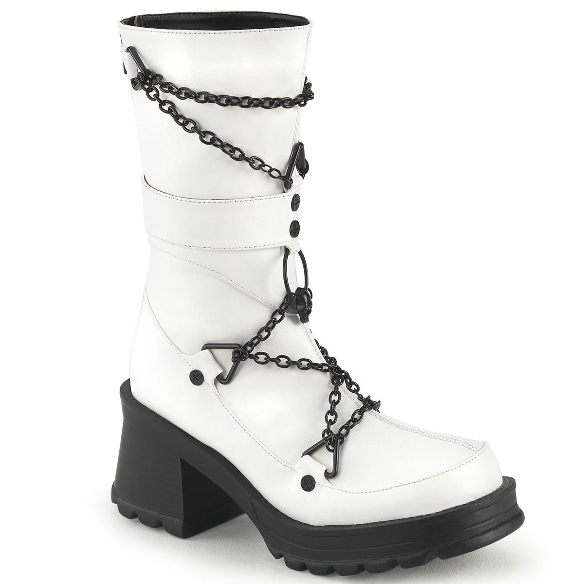 Women\'s Demonia Bratty-120 Ankle Boots White Vegan Leather | NPC014738