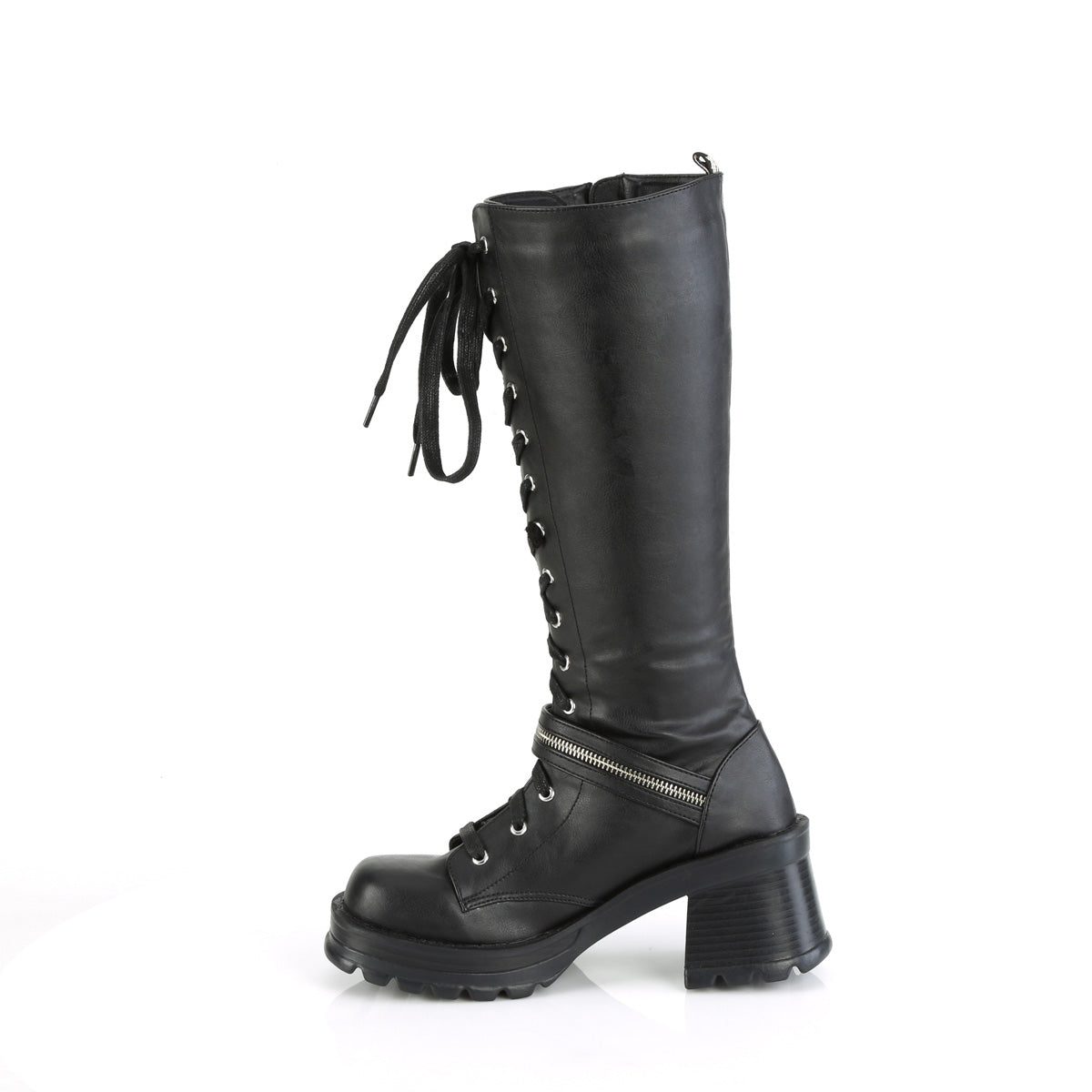 Women's Demonia Bratty-206 Knee-high Boots Black Vegan Leather | OXP976384