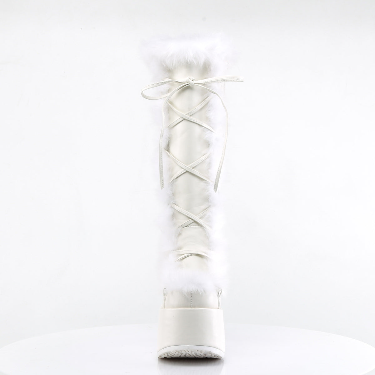 Women's Demonia Camel-311 Knee-high Boots White Vegan Leather | NWO809532