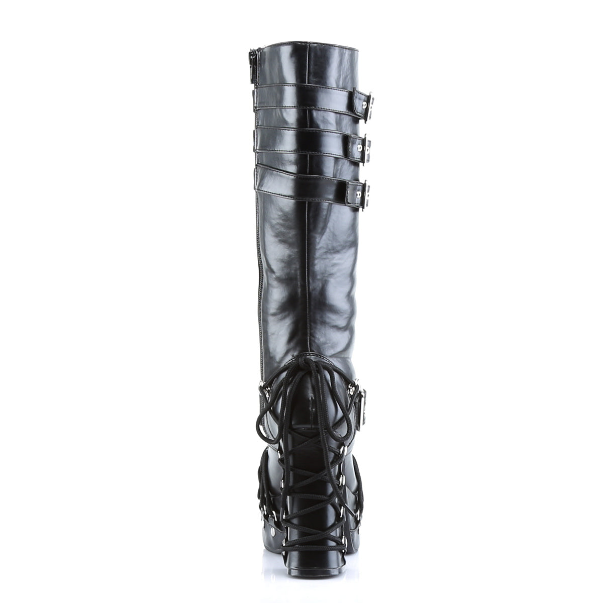 Women's Demonia Charade-206 Knee-high Boots Black Vegan Leather | CGQ412607