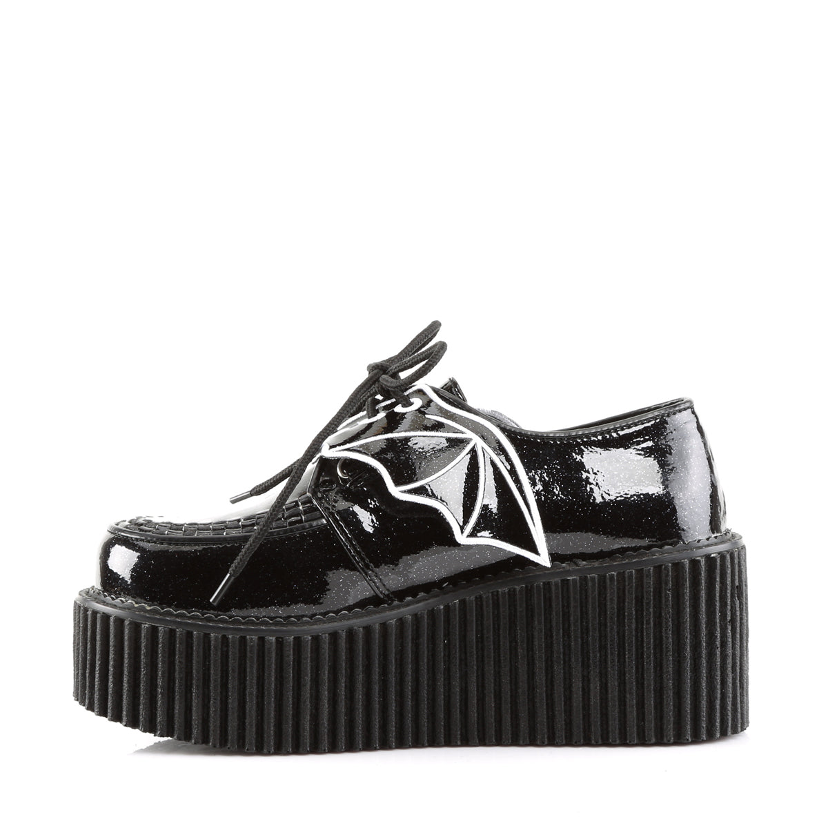 Women's Demonia Creeper-205 Creepers Shoes Black Glitter Vinyl | SNL493867