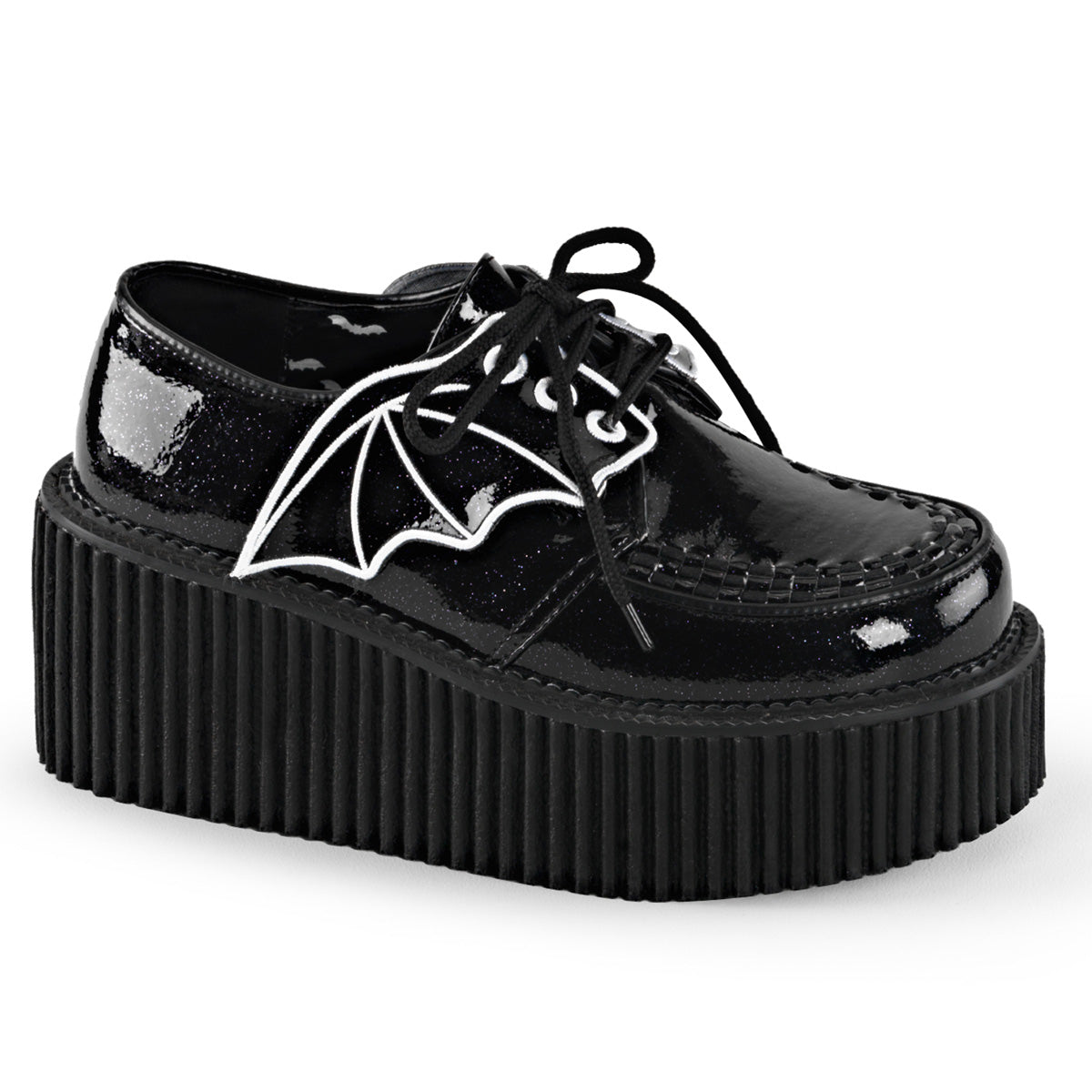 Women\'s Demonia Creeper-205 Creepers Shoes Black Glitter Vinyl | SNL493867