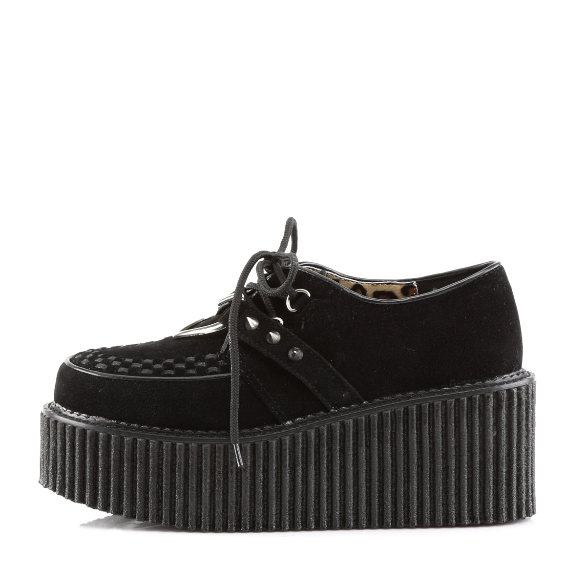 Women's Demonia Creeper-206 Creepers Shoes Black Vegan Suede-Vegan Leather | CBL956230