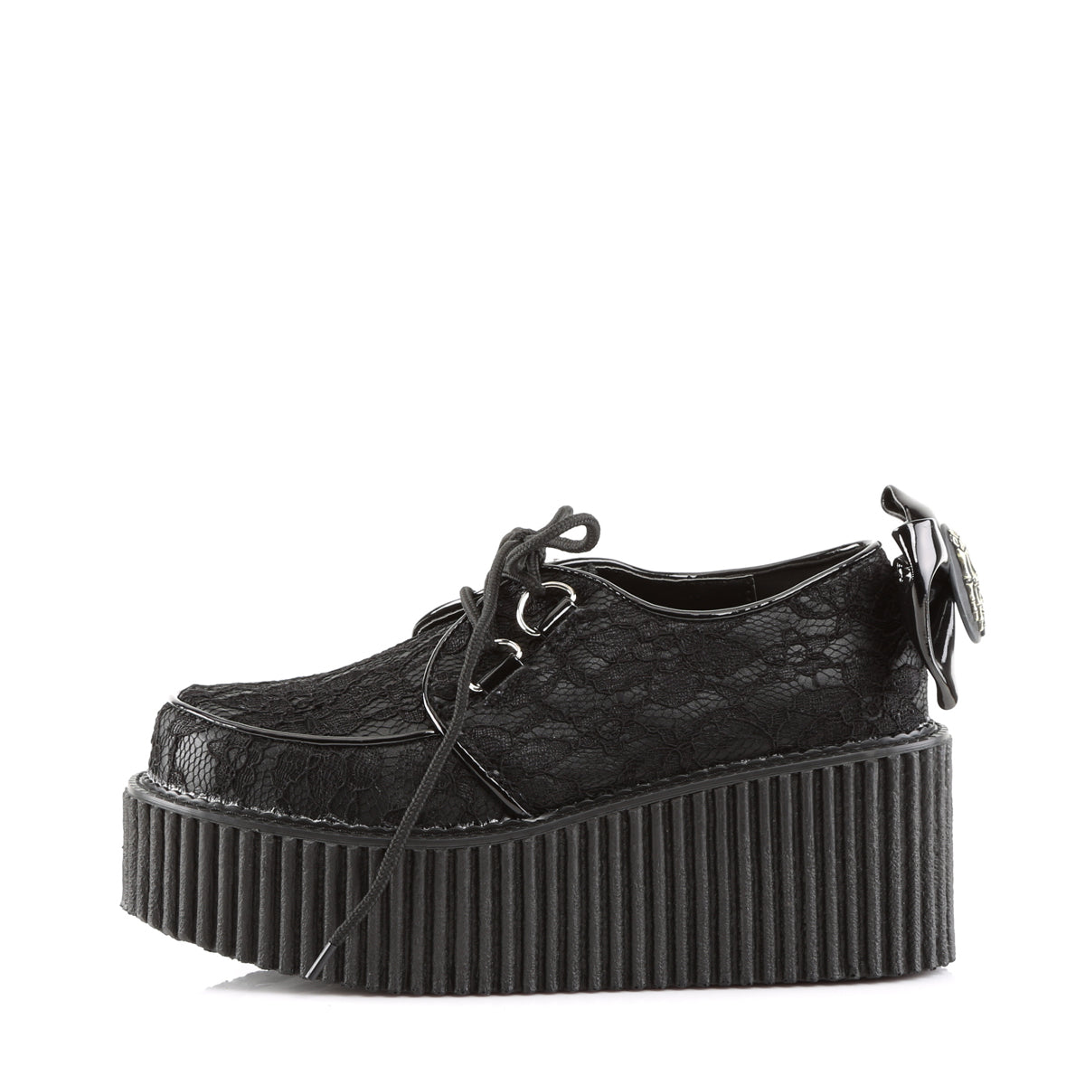 Women's Demonia Creeper-212 Creepers Shoes Black Vegan Leather-Lace | QKR105693