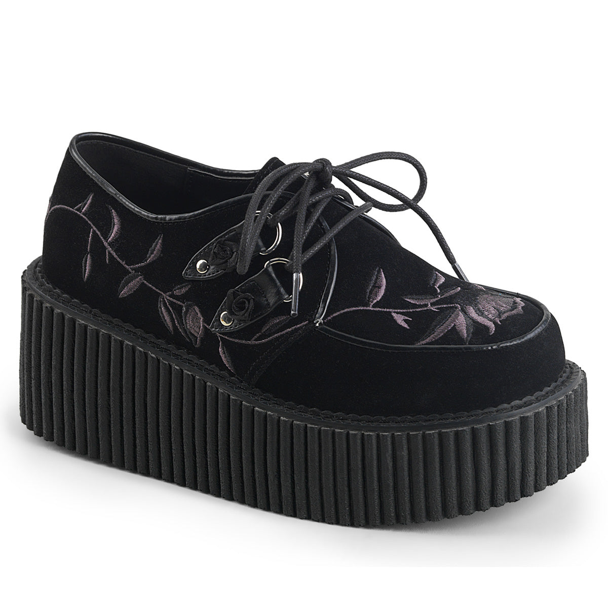 Women\'s Demonia Creeper-219 Creepers Shoes Black Velvet | HWB821536