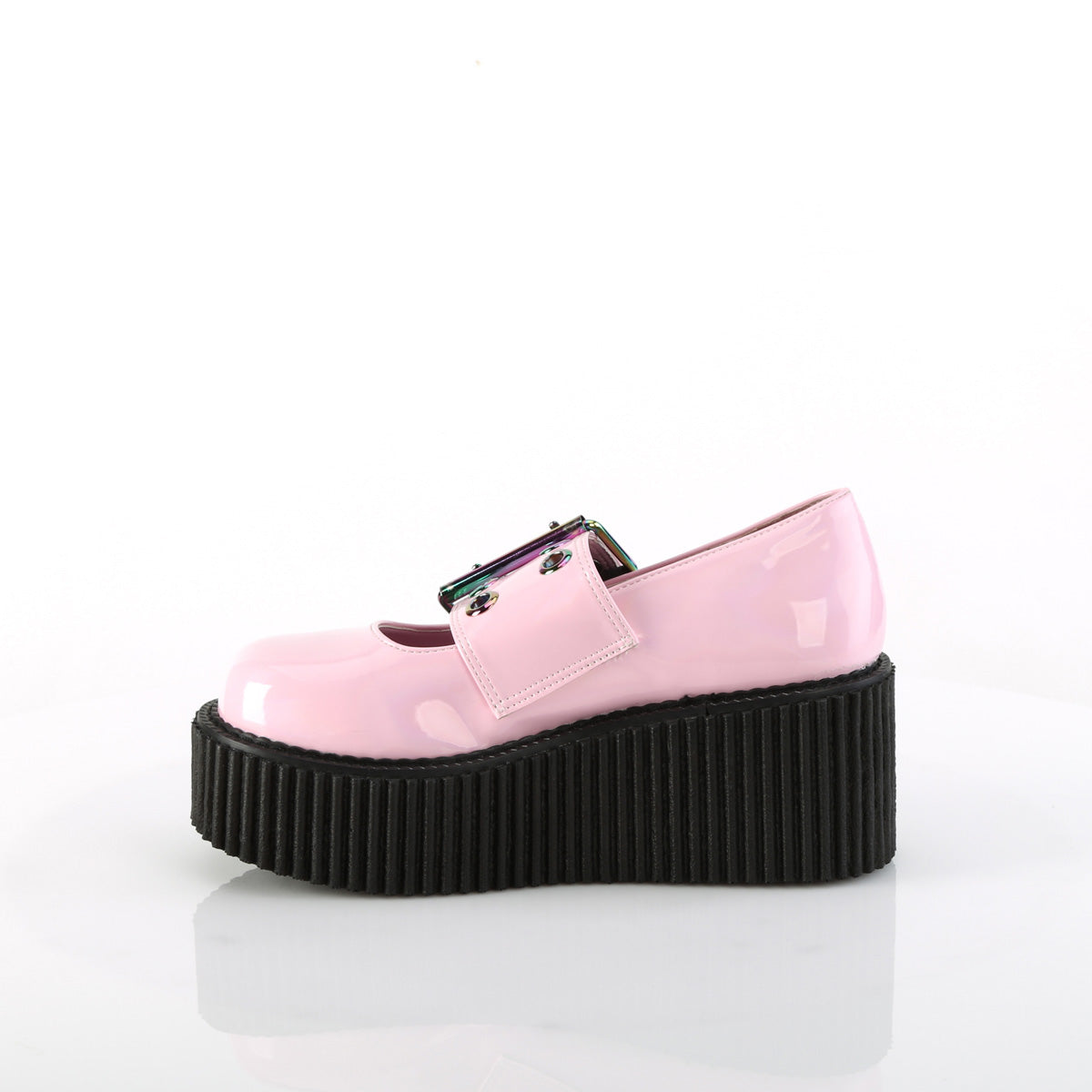 Women's Demonia Creeper-230 Creepers Shoes Baby Pink Holo Patent | PUH923564