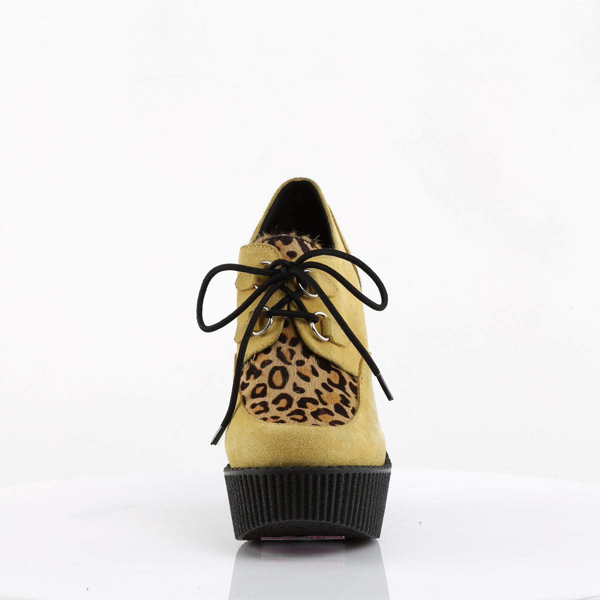 Women's Demonia Creeper-304 Creepers Shoes Mustard Vegan Suede-Animal/Brown | SAM537641