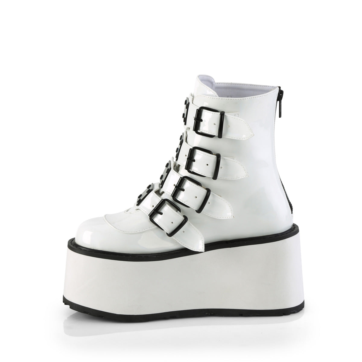 Women's Demonia Damned-105 Platform Boots White Holo Patent | SXW756193