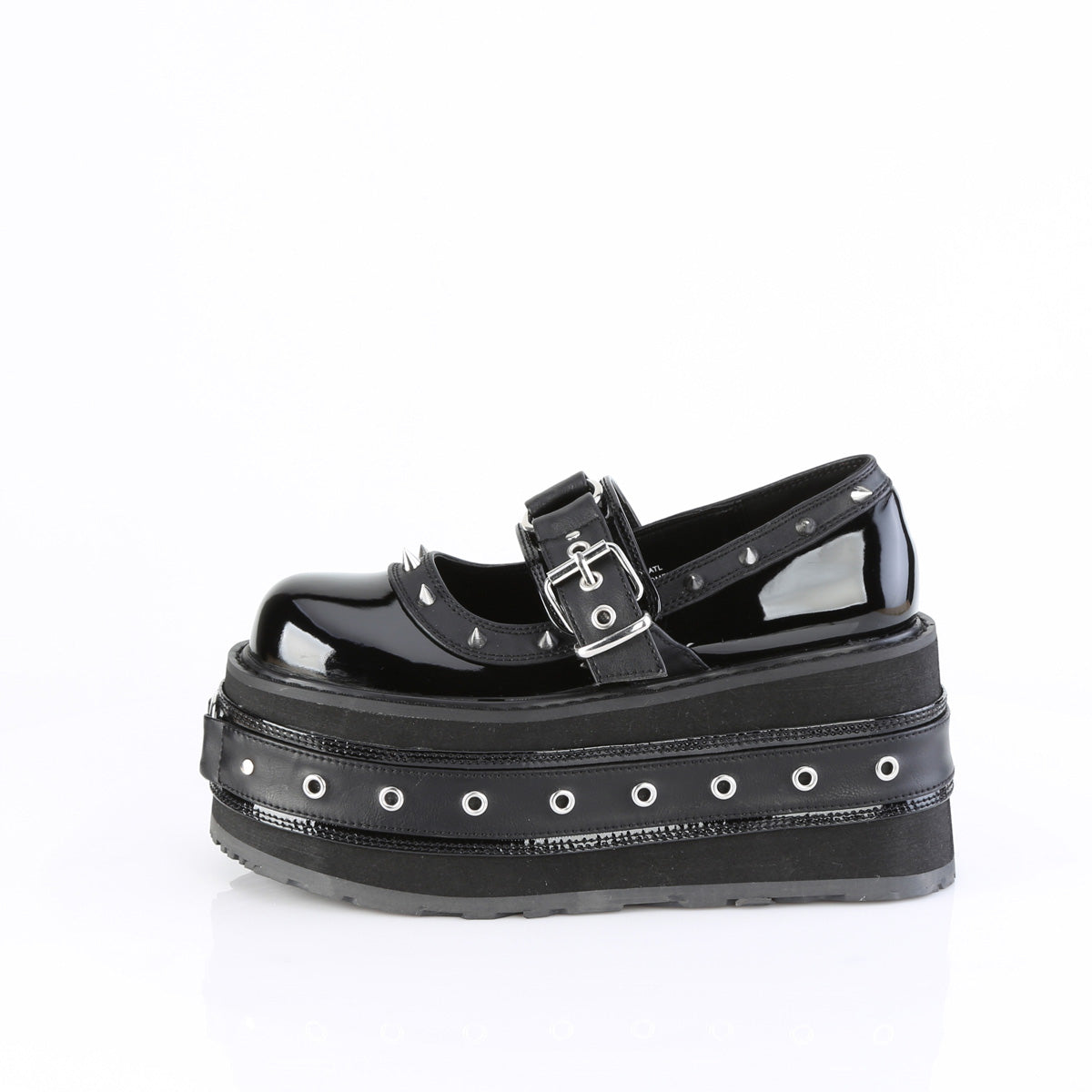 Women's Demonia Damned-20 Mary Janes Black Patent-Vegan Leather | YBM407136