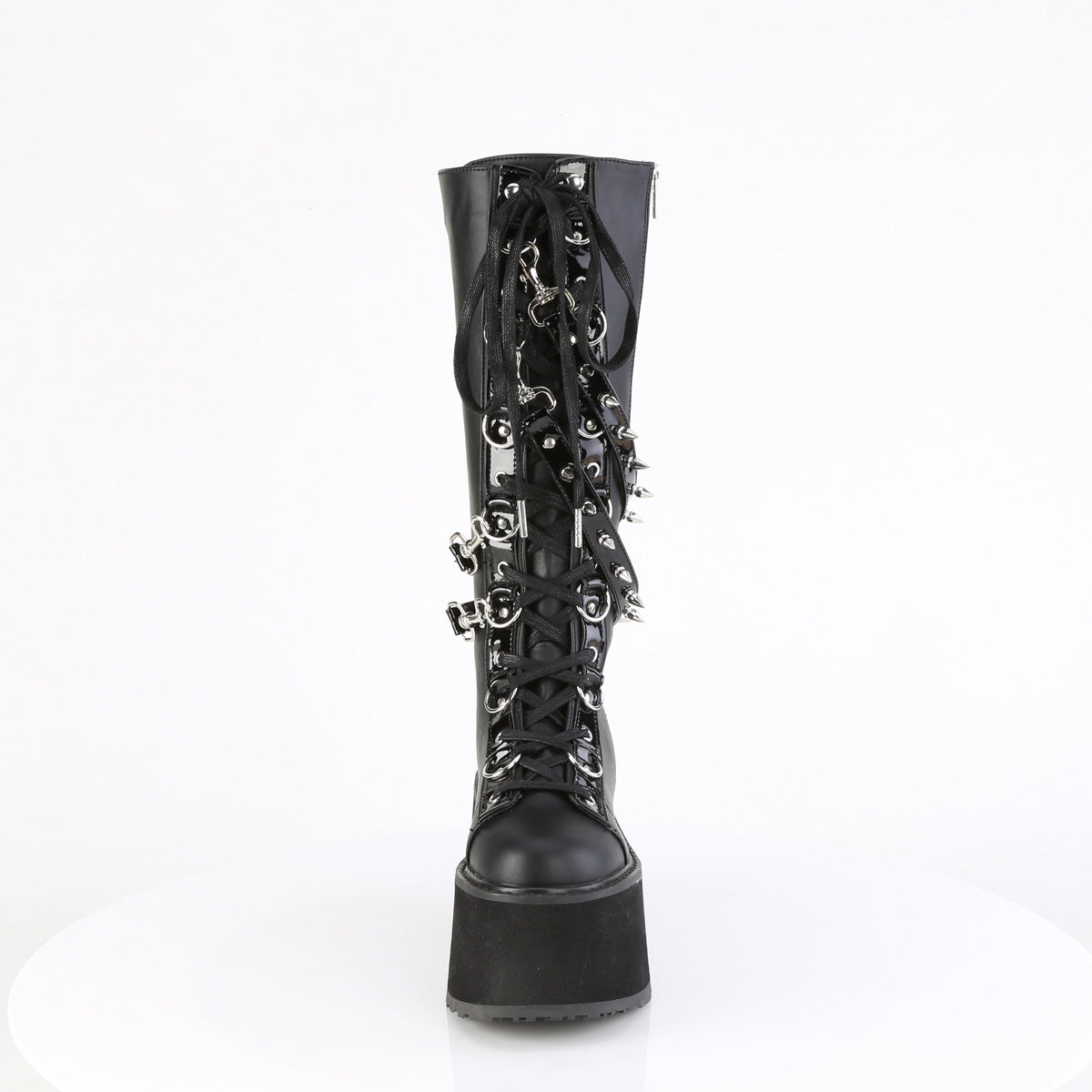 Women's Demonia Damned-220 Platform Boots Black Vegan Leather | ZIM076532