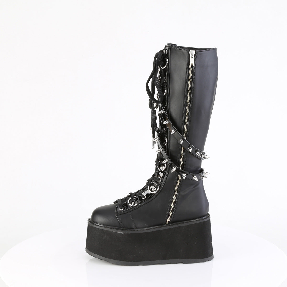 Women's Demonia Damned-220 Platform Boots Black Vegan Leather | ZIM076532