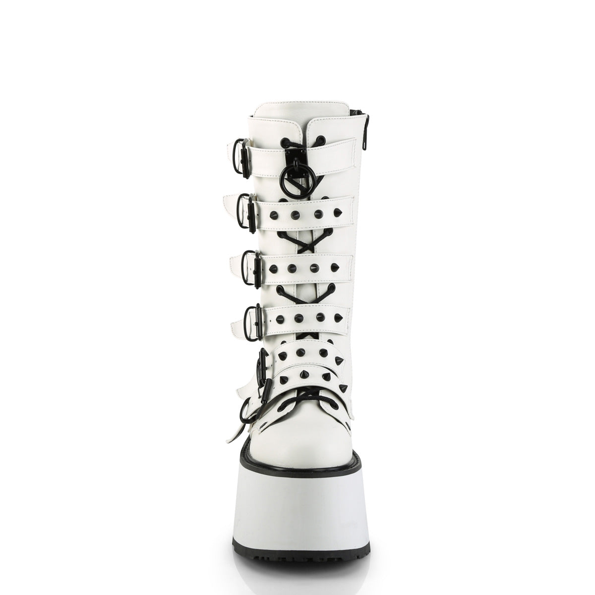 Women's Demonia Damned-225 Knee-high Boots White Vegan Leather | UNL206495