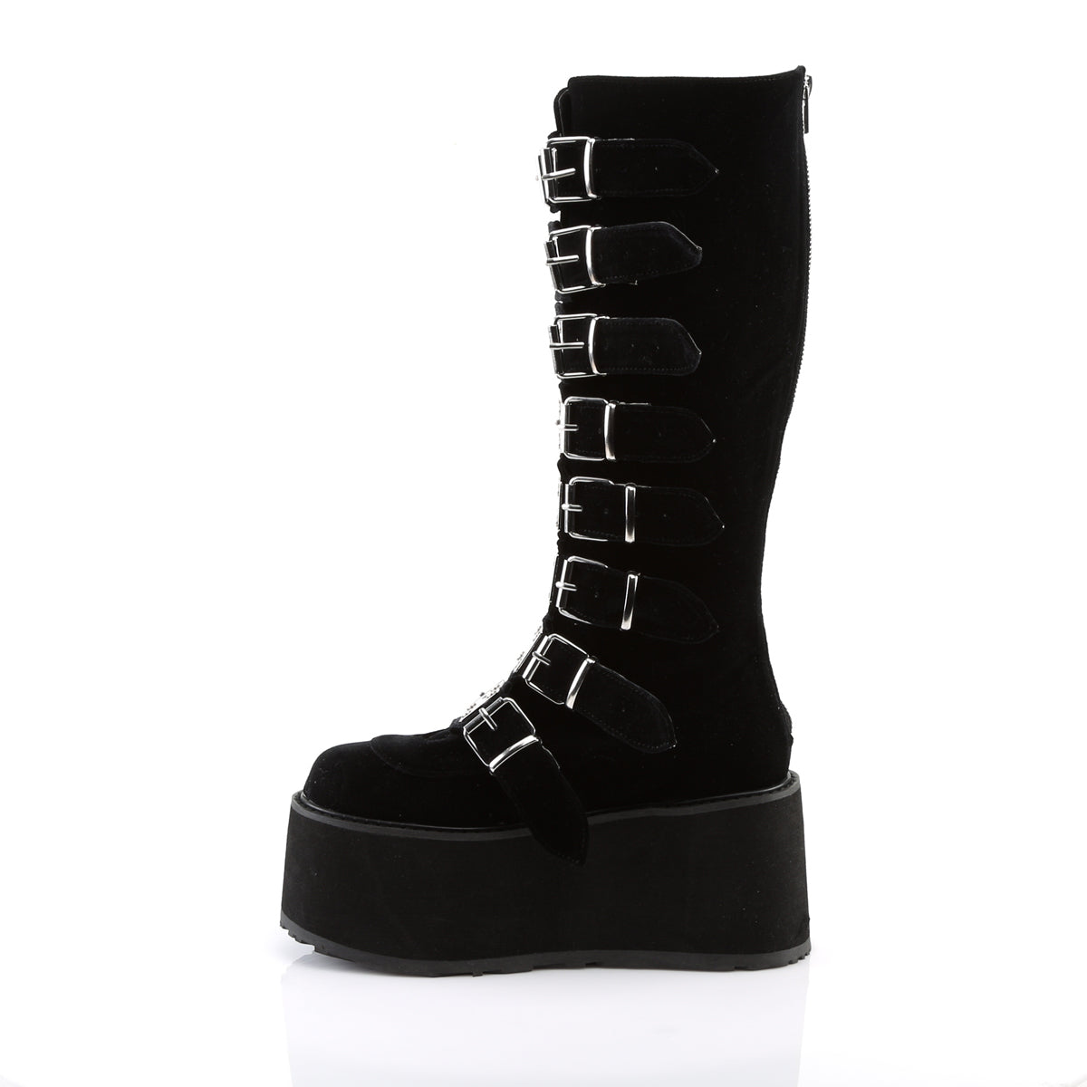 Women's Demonia Damned-318 Knee-high Boots Black Velvet | IHS458726