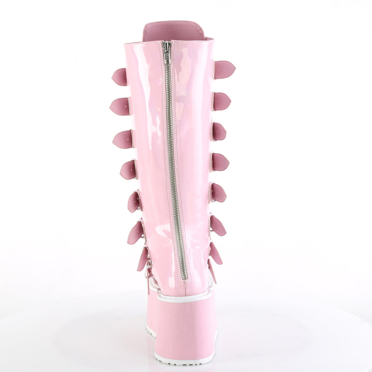 Women's Demonia Damned-318 Knee-high Boots Baby Pink Holo Patent | CGE591237