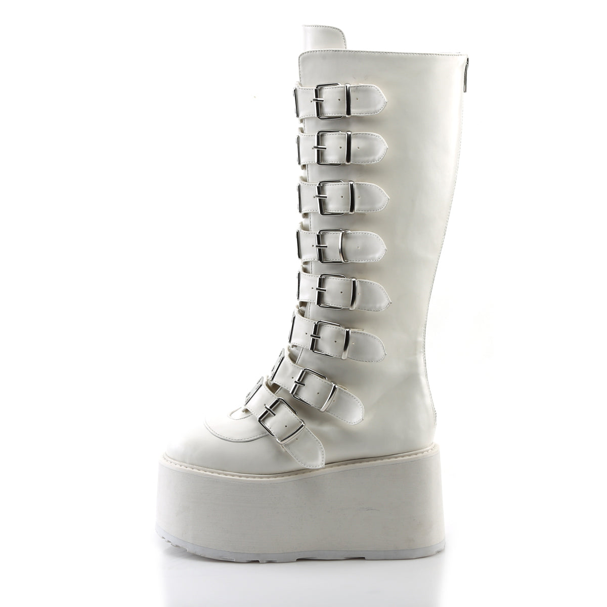 Women's Demonia Damned-318 Knee-high Boots White Vegan Leather | FQE395204