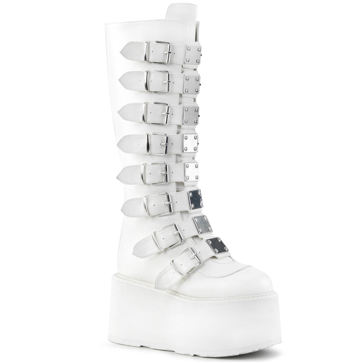 Women\'s Demonia Damned-318 Knee-high Boots White Vegan Leather | FQE395204