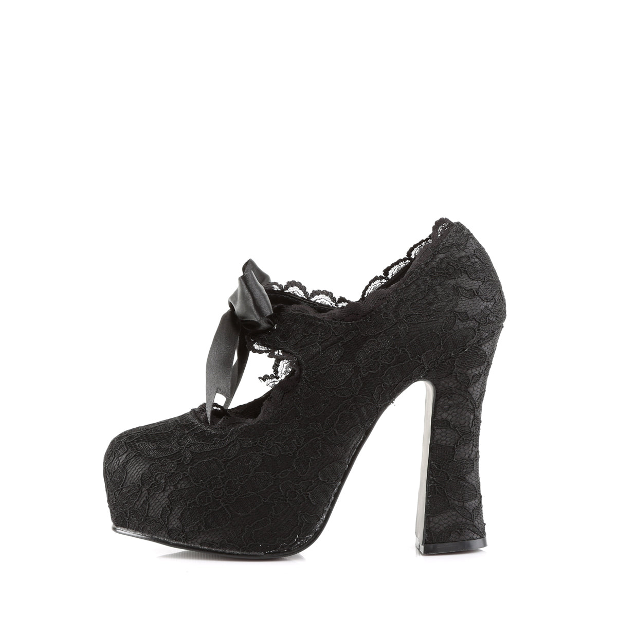 Women's Demonia Demon-11 Platform Shoes Black Satin-Black Lace | UHI608132