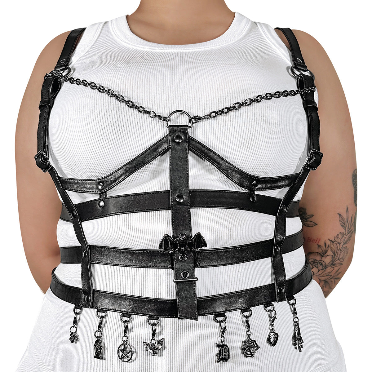 Women's Demonia Cage Body Harness Cage Body Harness Black | XJF619057