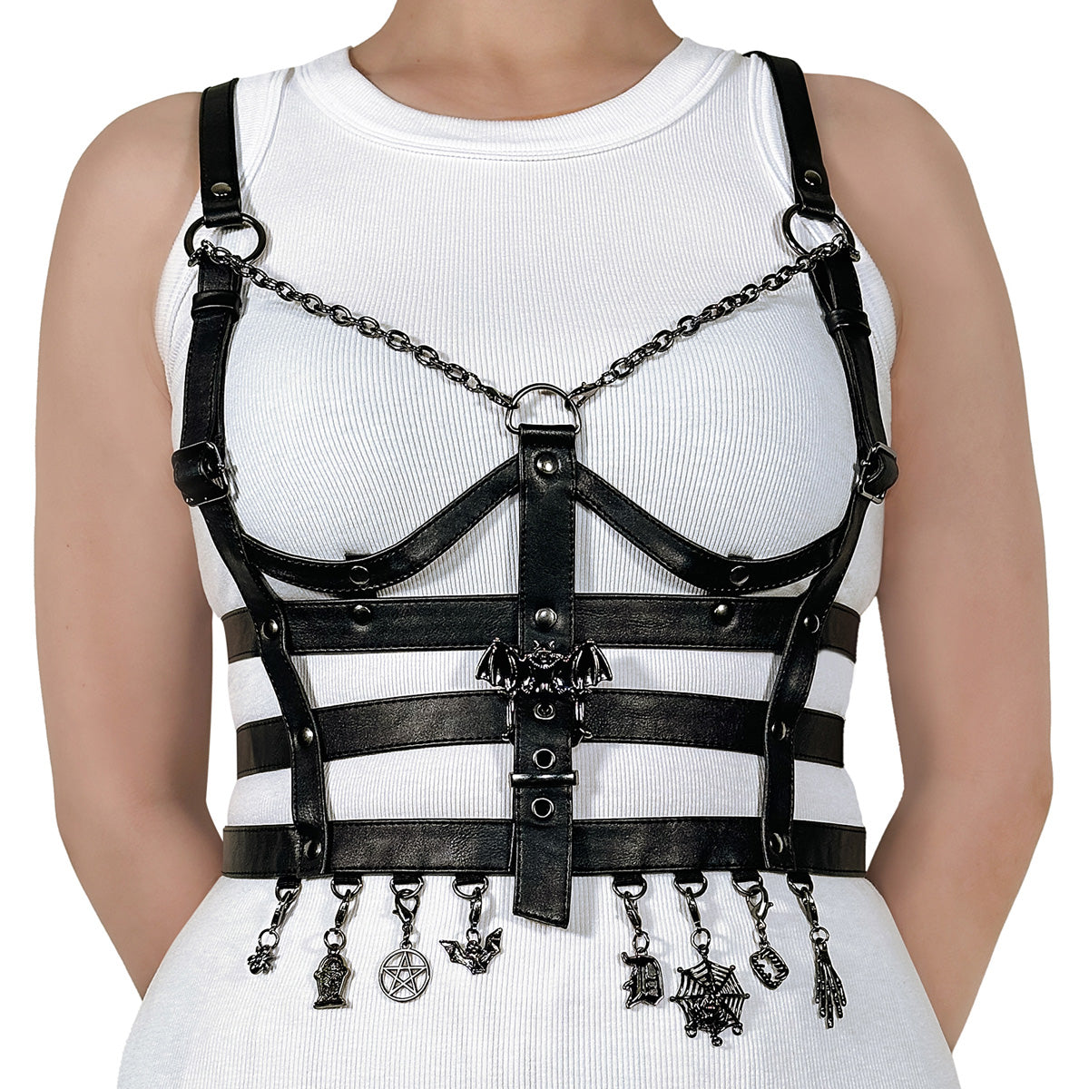 Women\'s Demonia Cage Body Harness Cage Body Harness Black | XJF619057