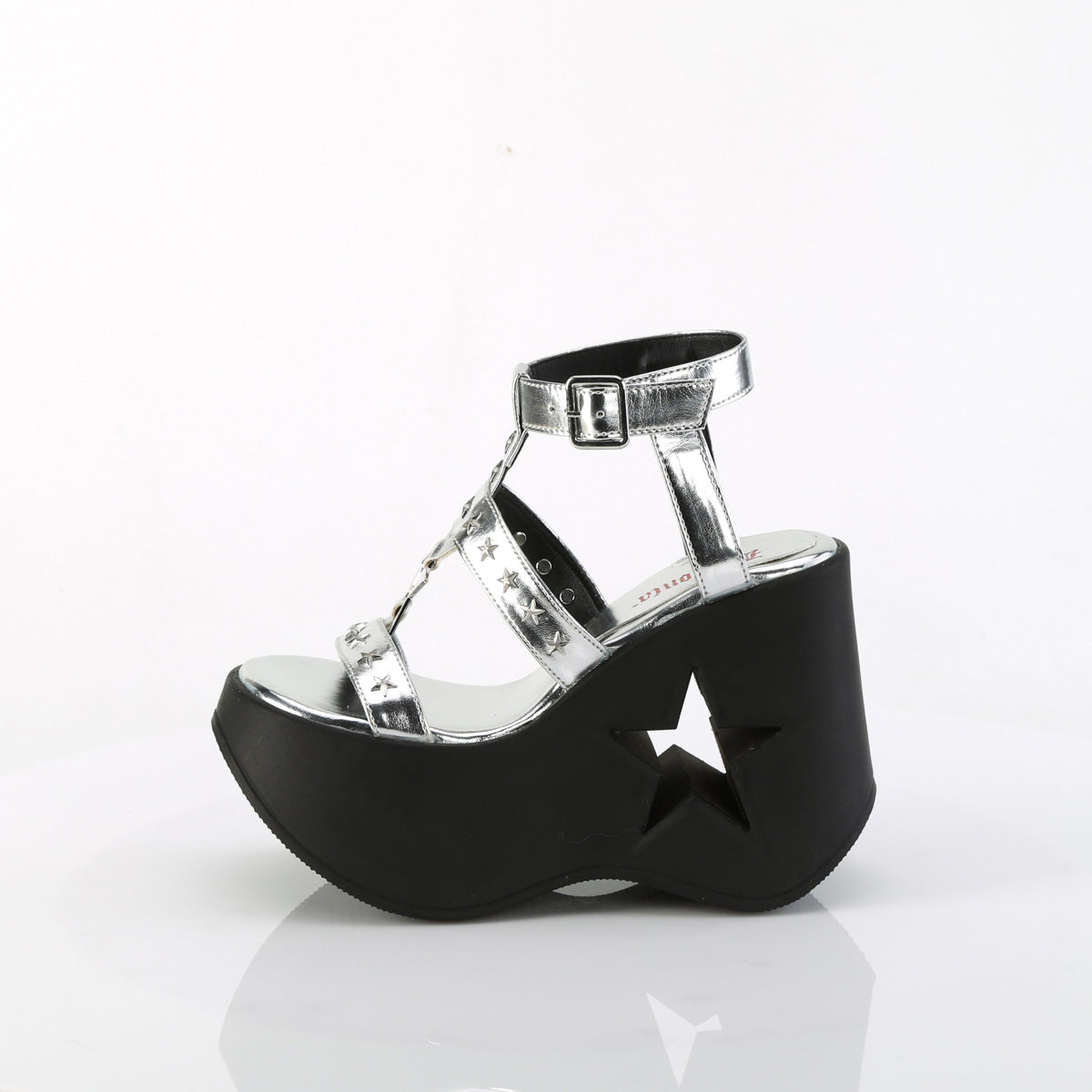 Women's Demonia Dynamite-12 Sandals Silver Metallic Vegan Leather | XYK941867