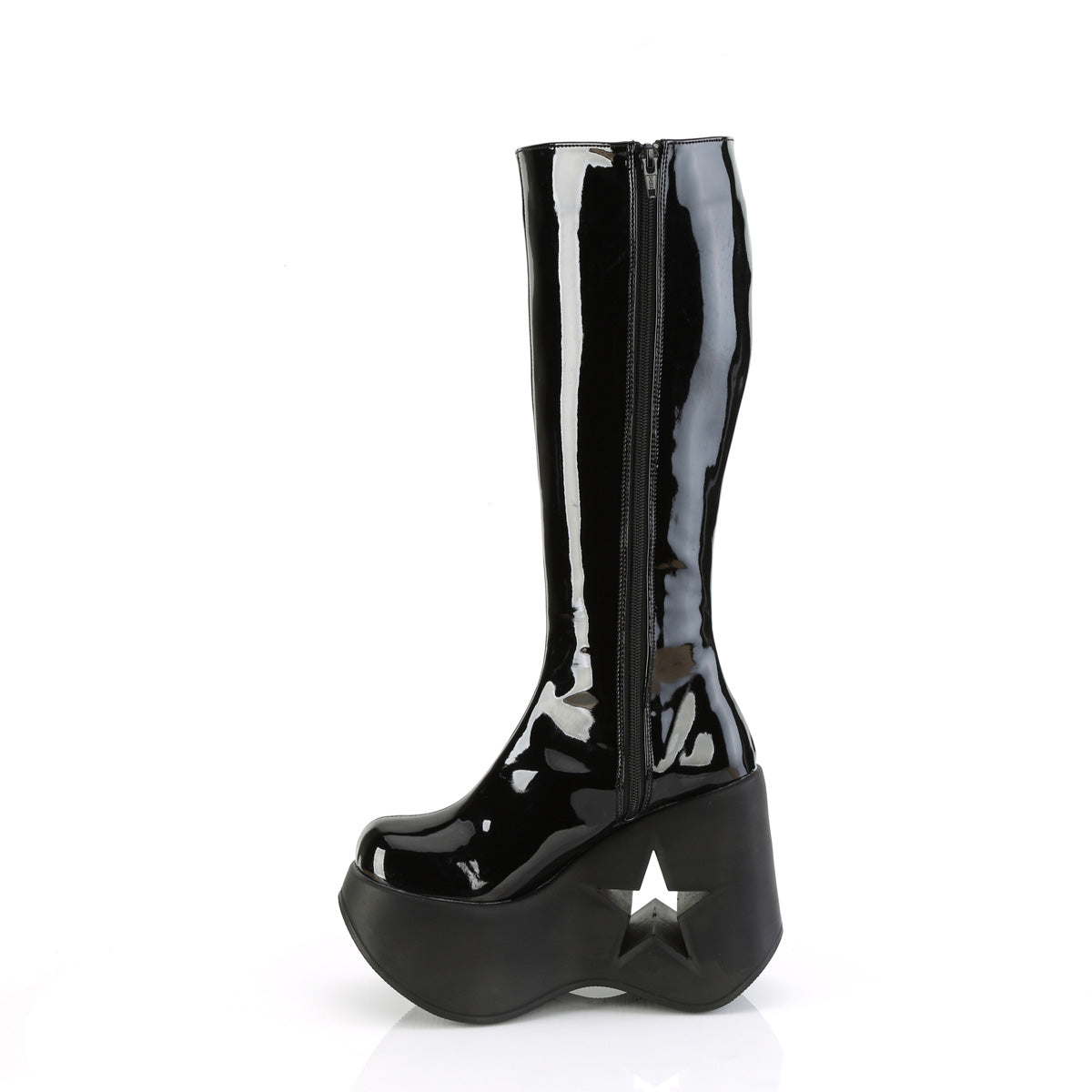 Women's Demonia Dynamite-218 Knee-high Boots Black Patent-Black Multi Glitter | BFQ563792