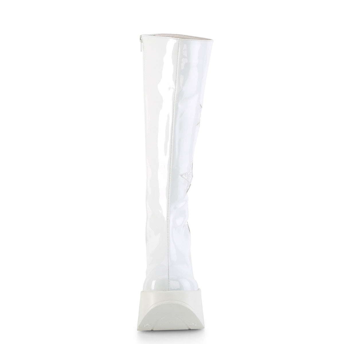 Women's Demonia Dynamite-218 Knee-high Boots White Patent-White Multi Glitter | GZC368095