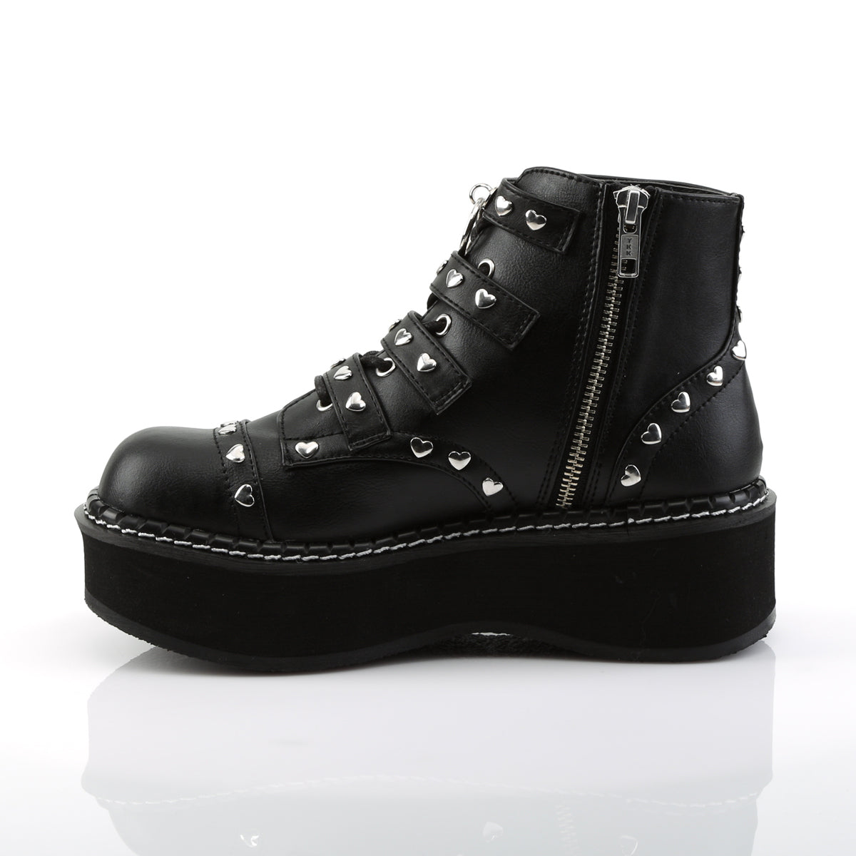 Women's Demonia Emily-315 Platform Boots Black Vegan Leather | ROJ415907