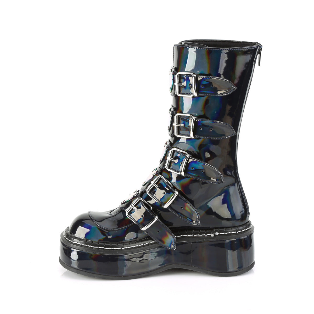 Women's Demonia Emily-330 Knee-high Boots Black Hologram | GJO957308