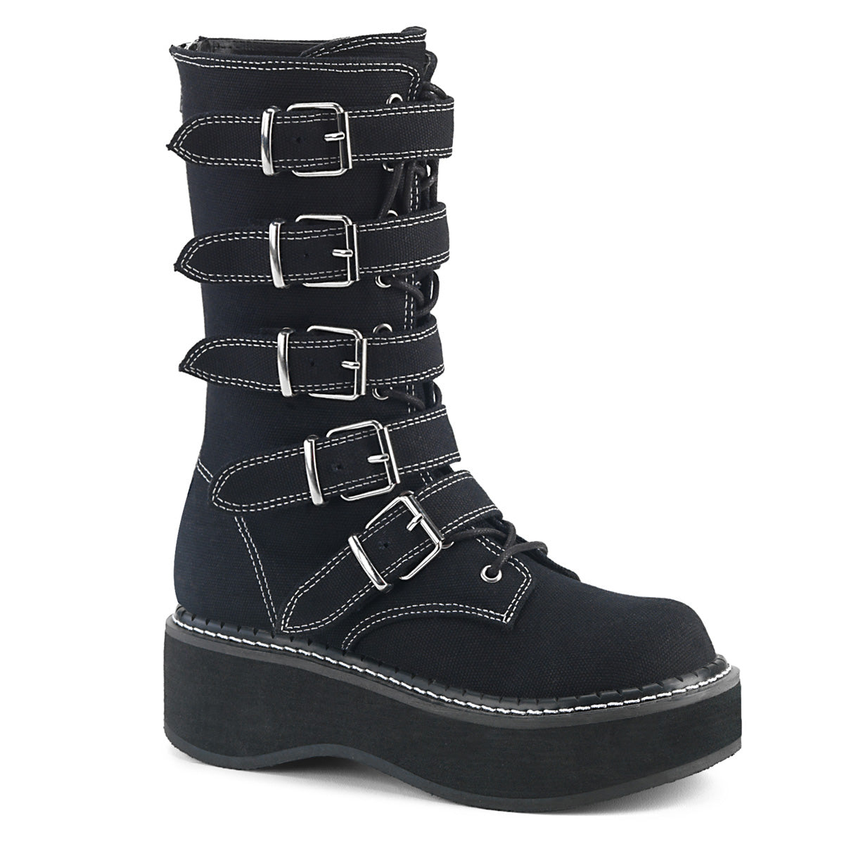 Women\'s Demonia Emily-341 Knee-high Boots Black Canvas | ISN861752