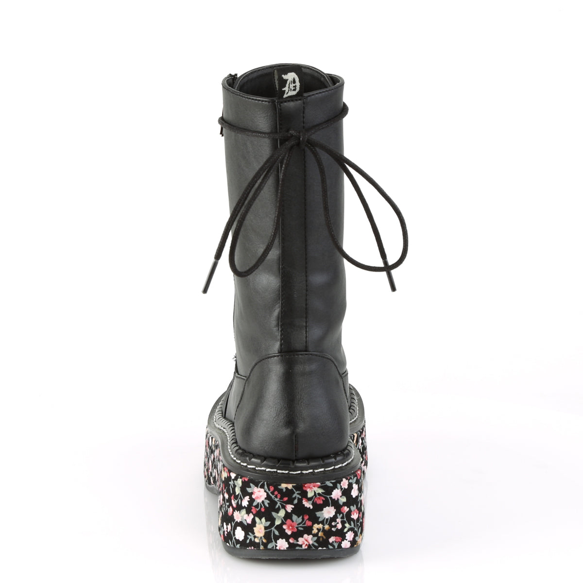 Women's Demonia Emily-350 Knee-high Boots Black Vegan Leather-Floral Fabric | LZD453926