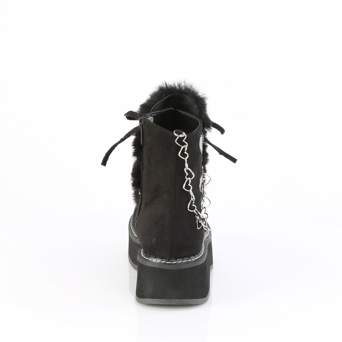 Women's Demonia Emily-55 Platform Boots Black Vegan Suede-Faux Fur | ZEK086129